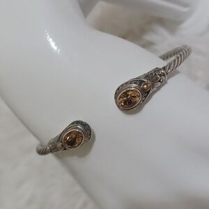 Bali Designs by Paul Manse Sterling Silver Citrine Hinged  Cuff Bracelet NEW